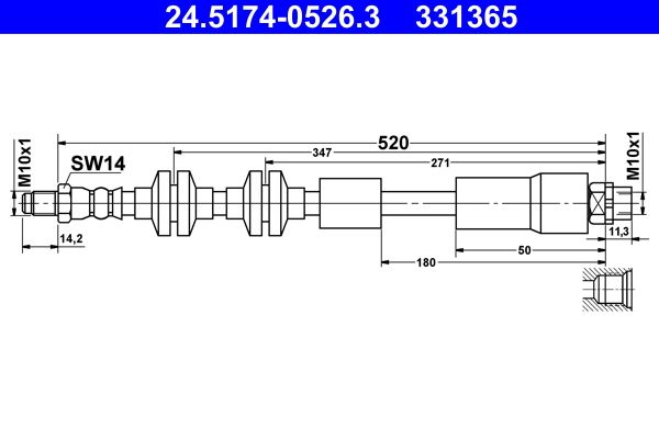 Brake Hose ATE 24.5174-0526.3