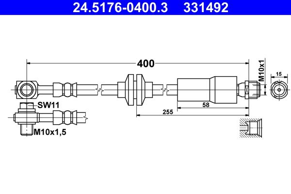 Brake Hose ATE 24.5176-0400.3