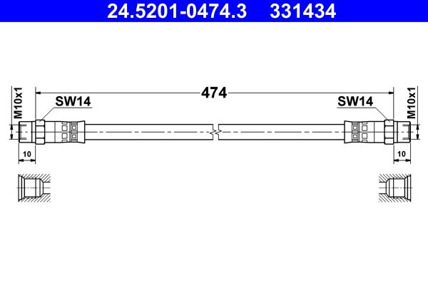 Brake Hose ATE 24.5201-0474.3