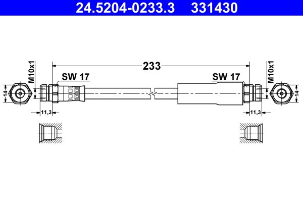 Brake Hose ATE 24.5204-0233.3