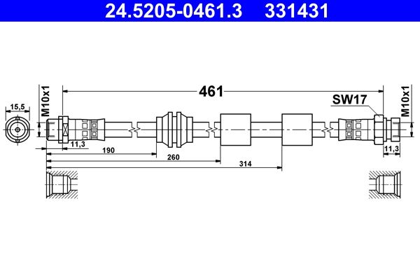 Brake Hose ATE 24.5205-0461.3