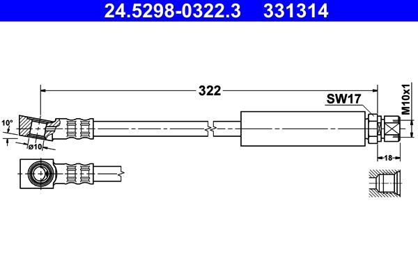 Brake Hose ATE 24.5298-0322.3