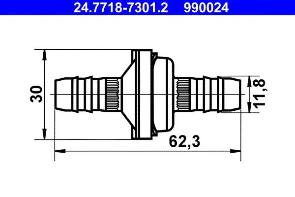 Vožtuvas, vakuumo žarna ATE 24.7718-7301.2
