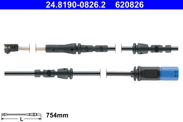 Warning Contact, brake pad wear ATE 24.8190-0826.2