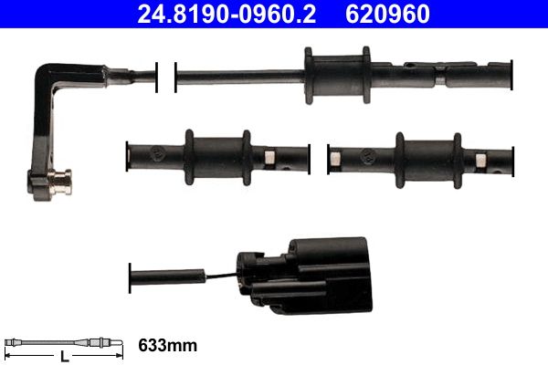 Warning Contact, brake pad wear ATE 24.8190-0960.2