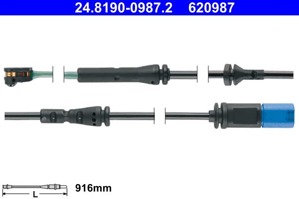 Warning Contact, brake pad wear ATE 24.8190-0987.2