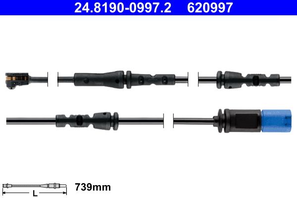 Warning Contact, brake pad wear ATE 24.8190-0997.2