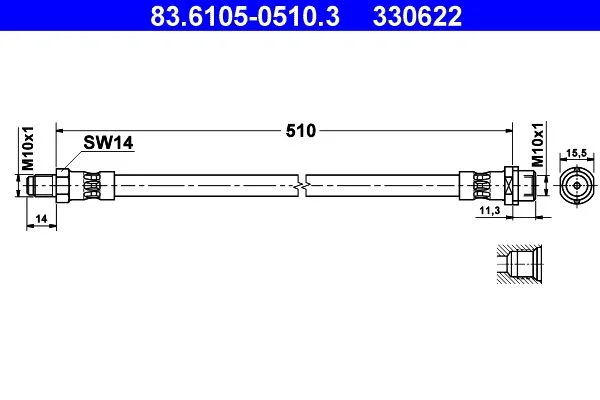 Stabdžių žarnelė ATE 83.6105-0510.3