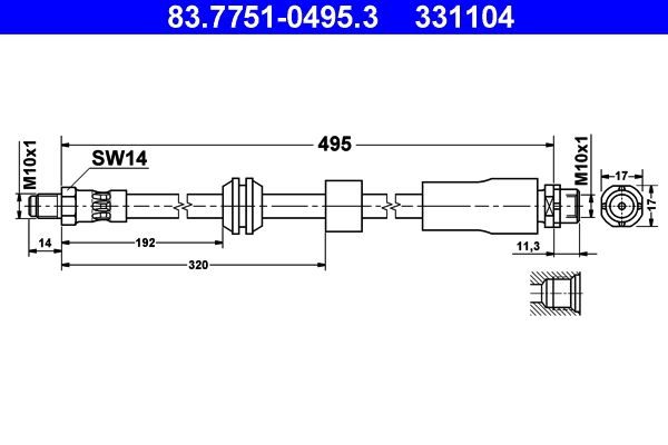 Brake Hose ATE 83.7751-0495.3