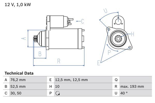 Стартер BOSCH 0986020780