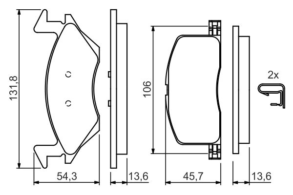 Brake Pad Set, disc brake BOSCH 0 986 424 264