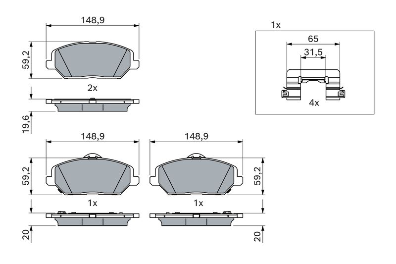 Brake Pad Set, disc brake BOSCH 0 986 424 862