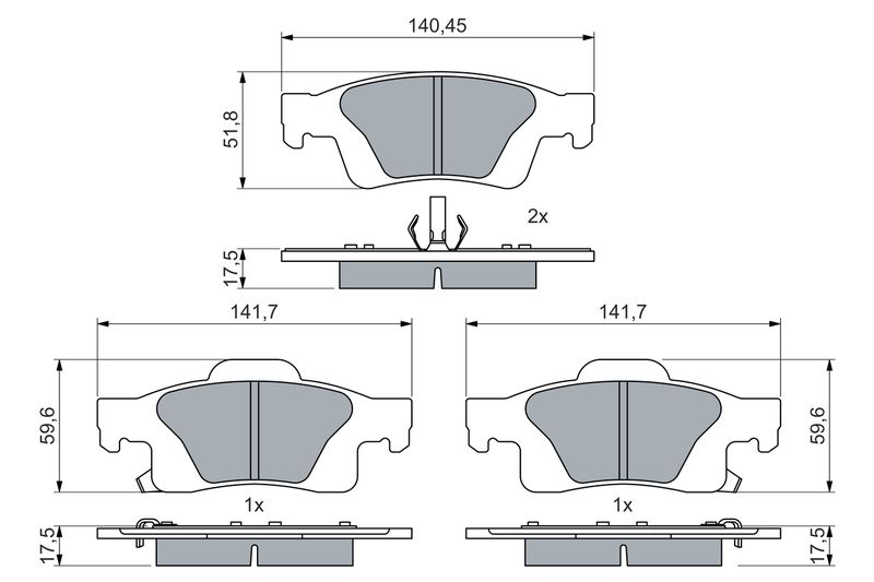 Комплект гальмівних накладок, дискове гальмо BOSCH 0 986 460 081