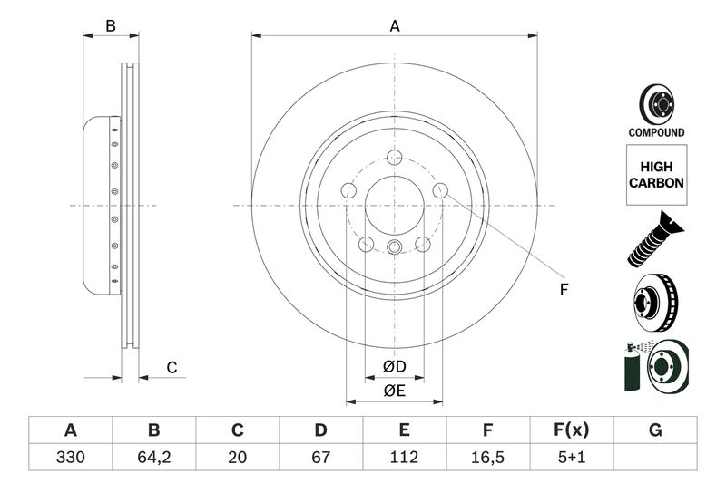 Brake Disc BOSCH 0 986 479 G14