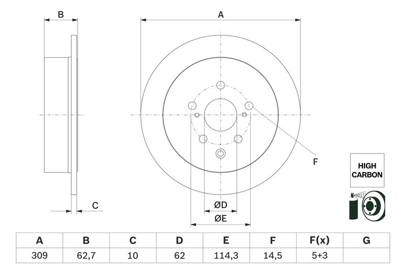 Brake Disc BOSCH 0 986 479 G61