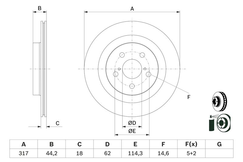 Brake Disc BOSCH 0986479H19