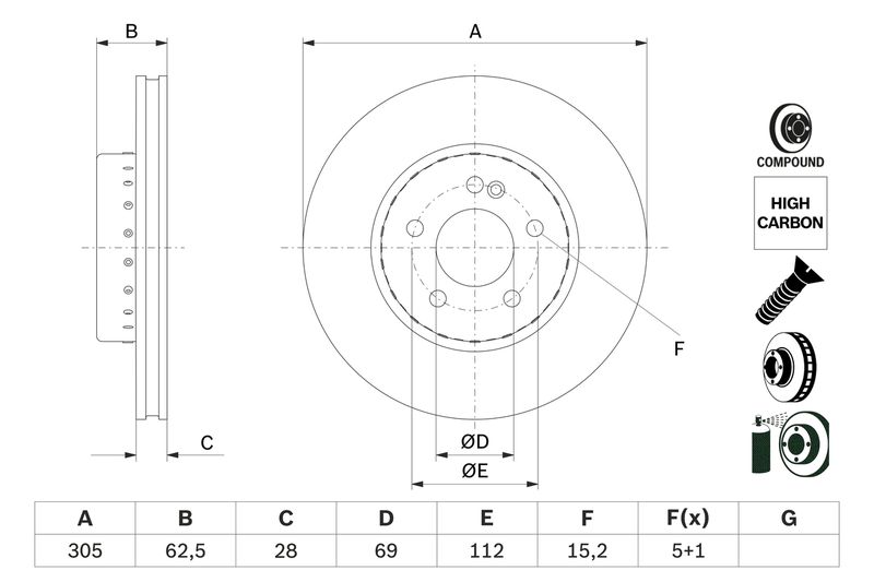 Brake Disc BOSCH 0 986 479 H46