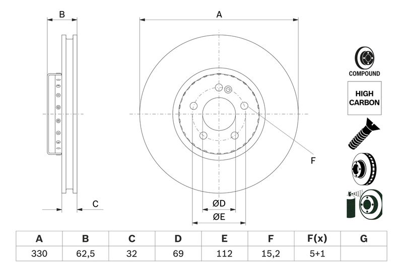 Brake Disc BOSCH 0 986 479 H48