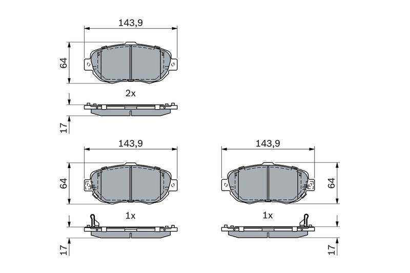 Stabdžių trinkelių rinkinys, diskinis stabdys BOSCH 0986494882