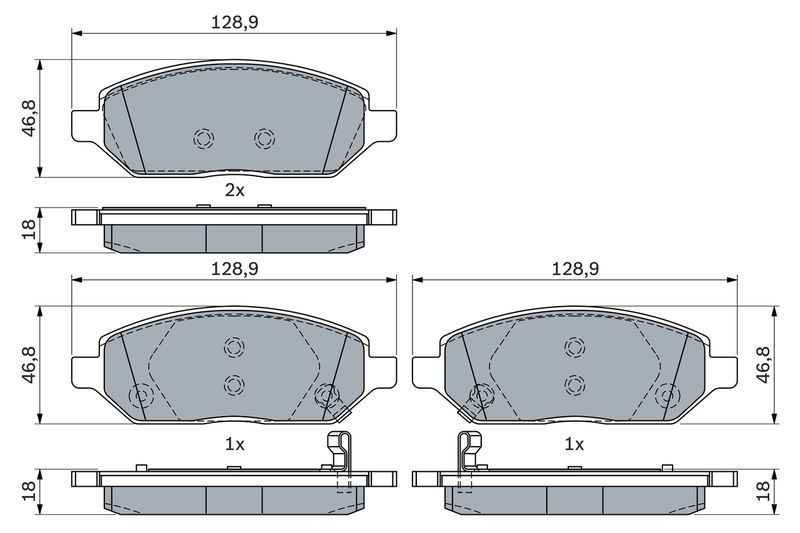 Комплект гальмівних накладок, дискове гальмо BOSCH 0986494906