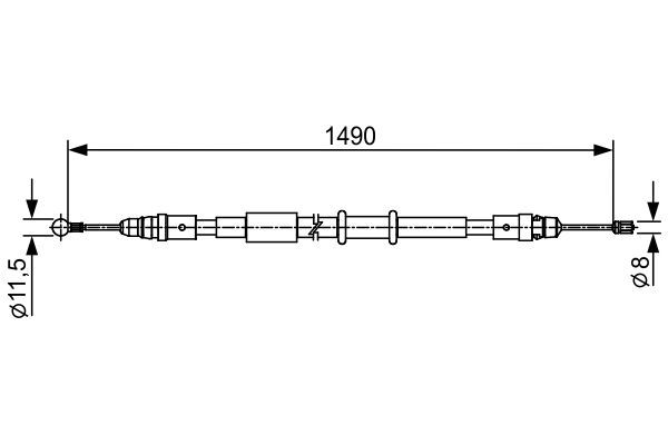 Trosas, stovėjimo stabdys BOSCH 1 987 482 553