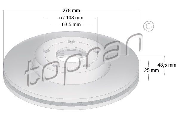 Brake Disc TOPRAN 304 728