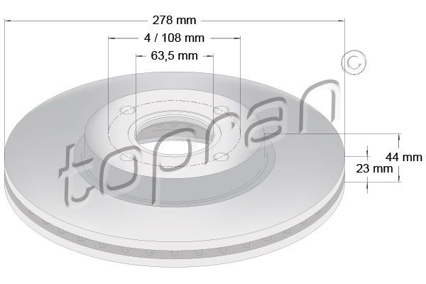 Brake Disc TOPRAN 304 458