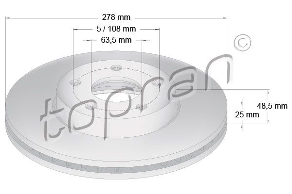 Гальмівний диск TOPRAN 304 728