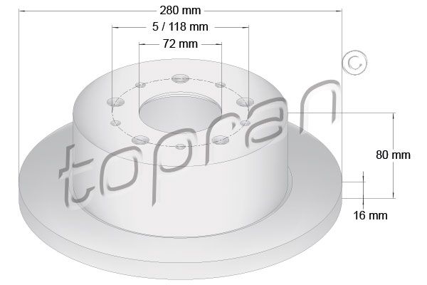 Brake Disc TOPRAN 722 596