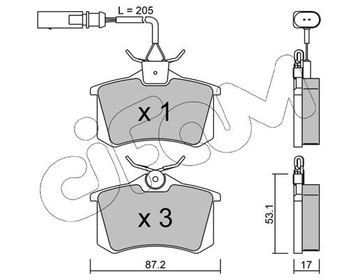 Brake Pad Set, disc brake CIFAM 822-100-3