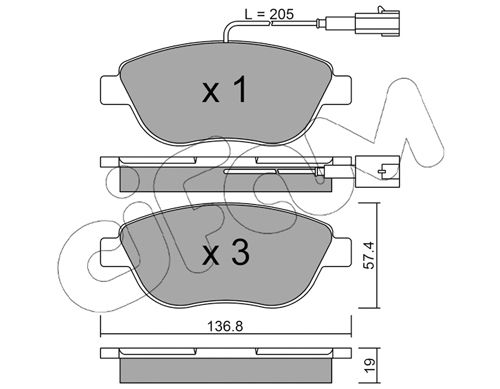 Brake Pad Set, disc brake CIFAM 822-322-0