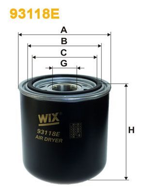 Oro džiovintuvo kasetė, suspausto oro sistema WIX FILTERS 93118E