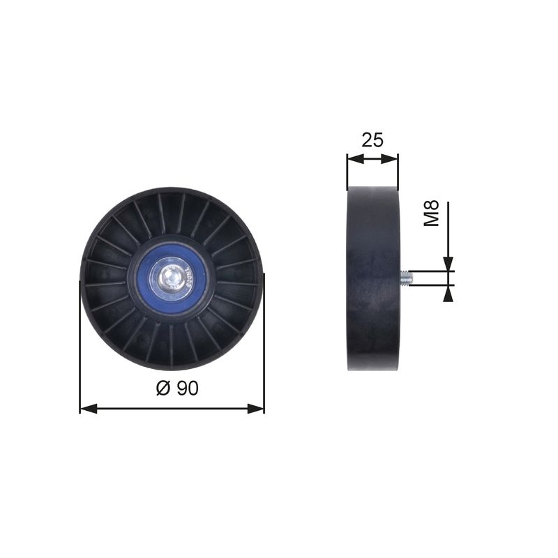 Deflection/Guide Pulley, V-ribbed belt GATES T36033