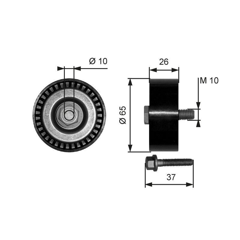 Deflection/Guide Pulley, V-ribbed belt GATES T36300