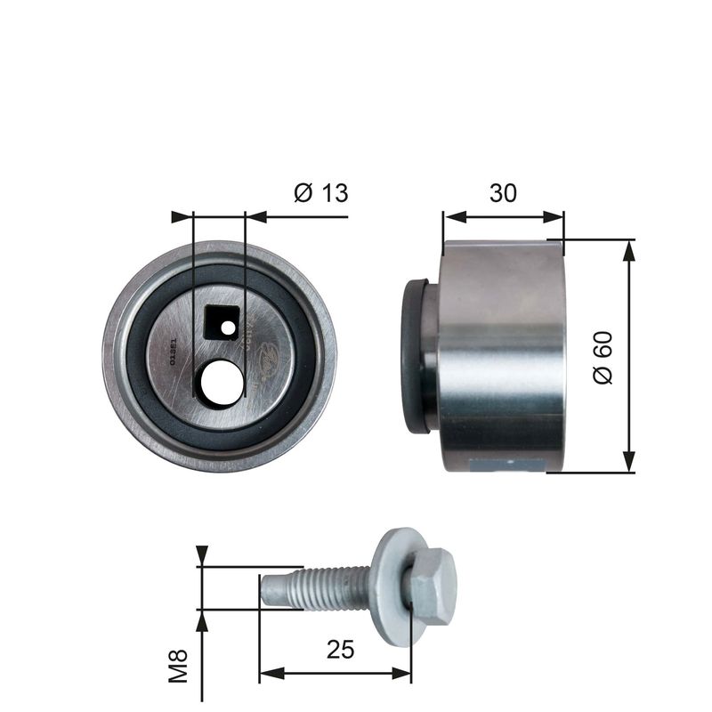 Tensioner Pulley, timing belt GATES T41139