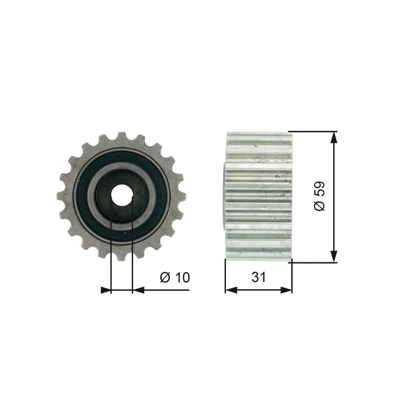 Deflection Pulley/Guide Pulley, timing belt GATES T41236