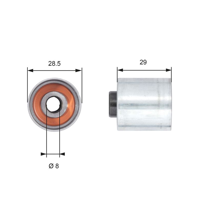 Deflection/Guide Pulley, timing belt GATES T42148