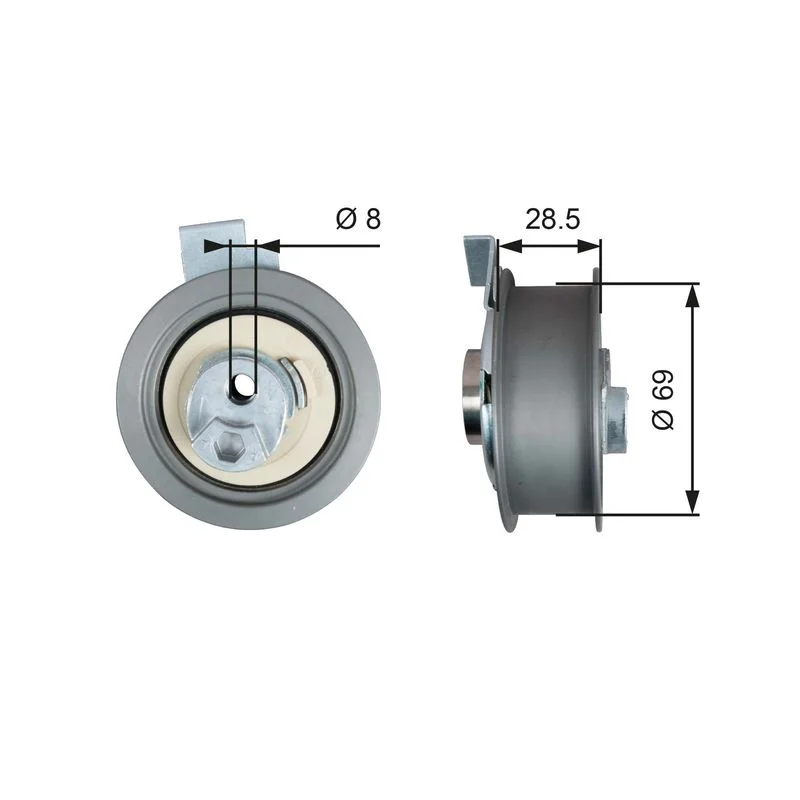 Tensioner Pulley, timing belt GATES T43242