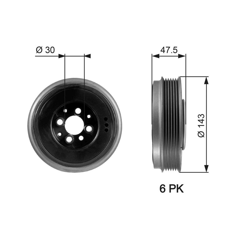 Belt Pulley, crankshaft GATES TVD1003