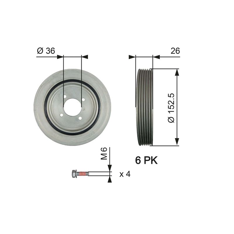 Belt Pulley, crankshaft GATES TVD1011A