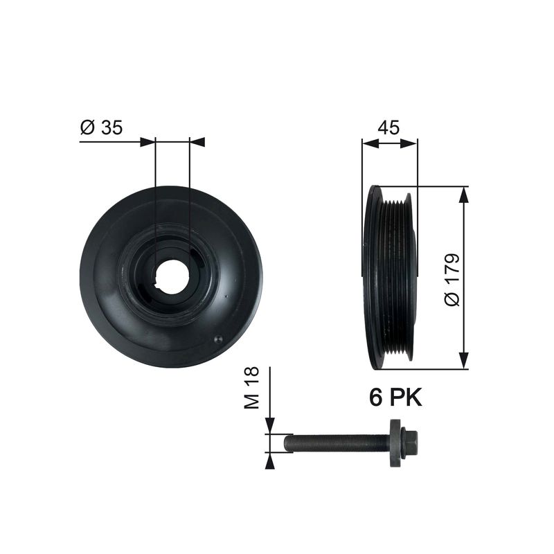 Belt Pulley, crankshaft GATES TVD1012A