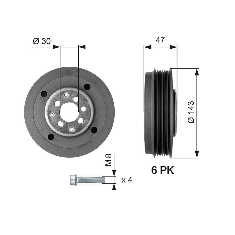 Belt Pulley, crankshaft GATES TVD1014A