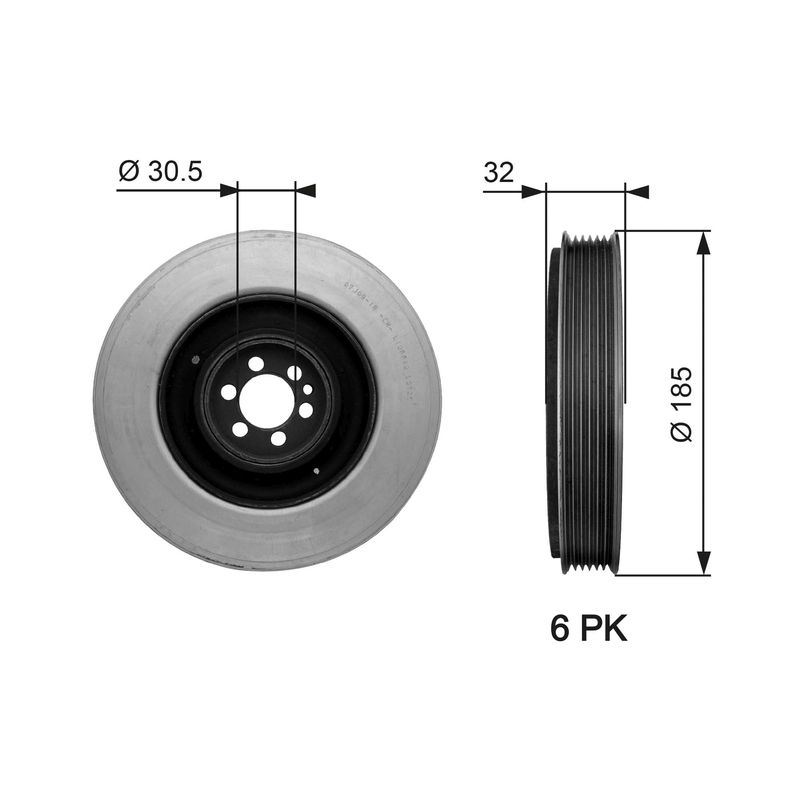 Belt Pulley, crankshaft GATES TVD1042