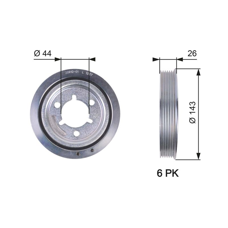 Belt Pulley, crankshaft GATES TVD1055