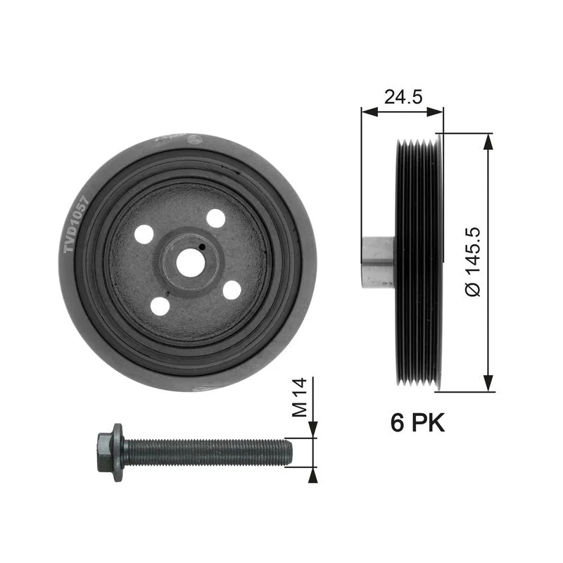 Skriemulys, alkūninis velenas GATES TVD1057A