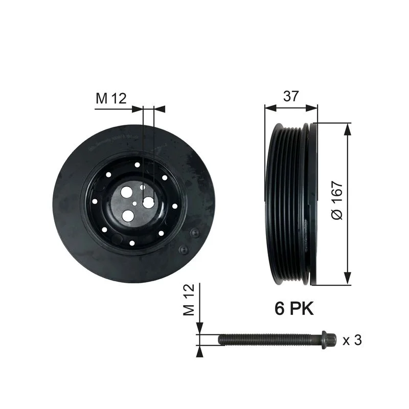 Skriemulys, alkūninis velenas GATES TVD1060A