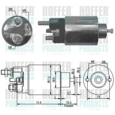 Solenoidinis jungiklis, starteris HOFFER 46029