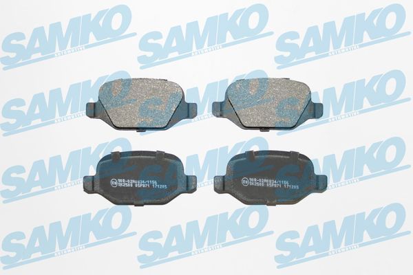 Комплект гальмівних накладок, дискове гальмо SAMKO 5SP871