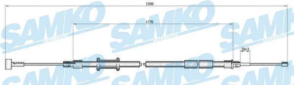 Cable Pull, parking brake SAMKO C1009B