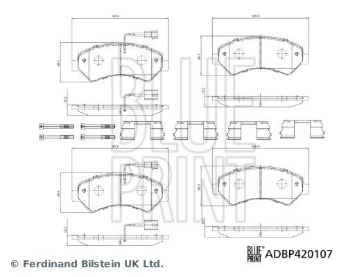 Stabdžių trinkelių rinkinys, diskinis stabdys BLUE PRINT ADBP420107